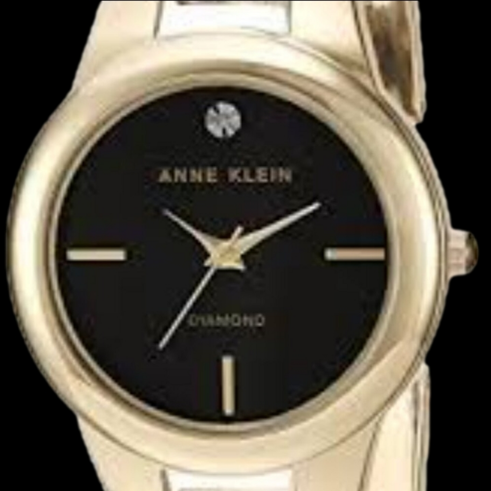 Ak Annie Klein Diamond Women's Quartz Black Face Gold Tone Watch